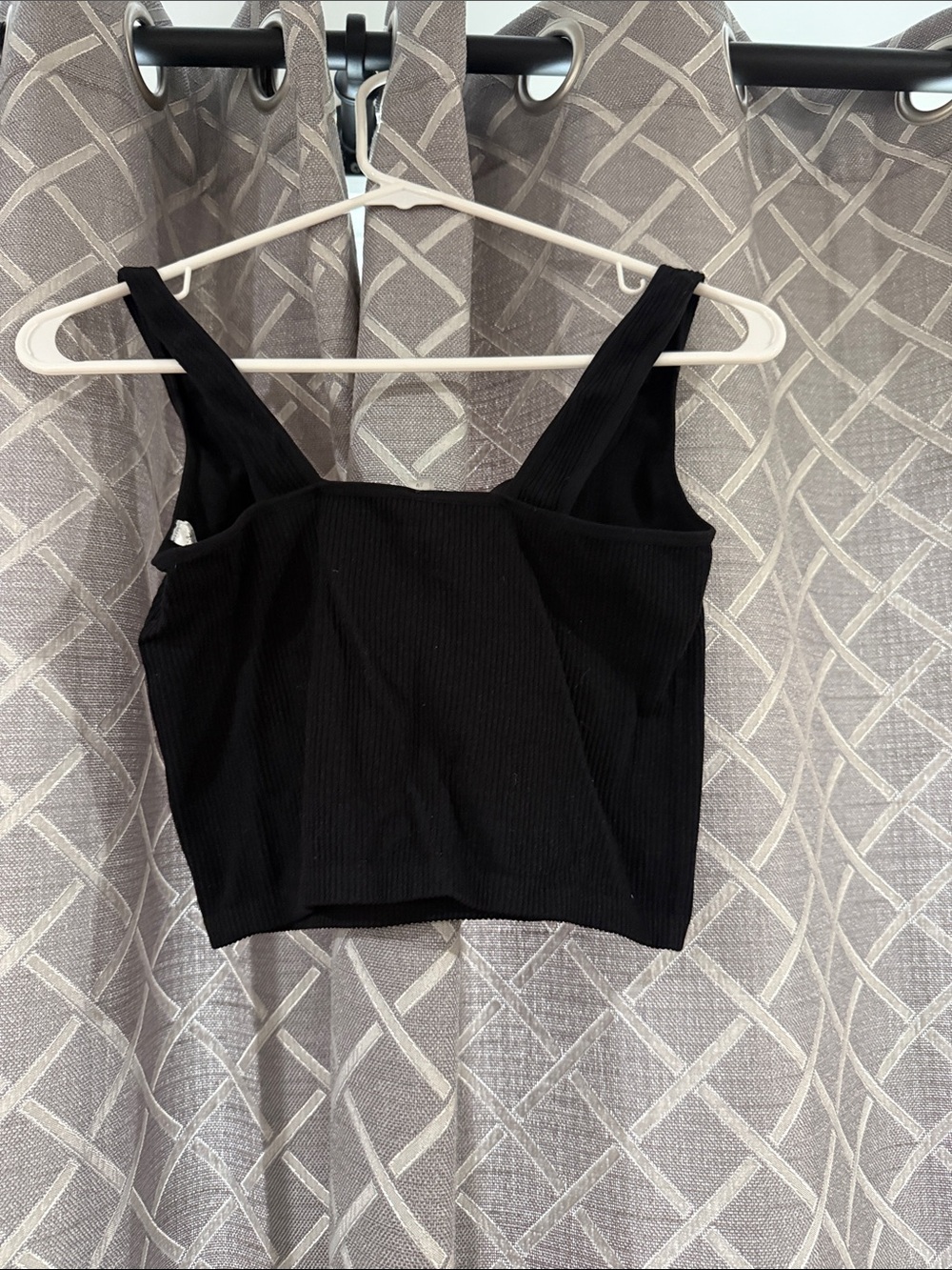 Black Ribbed Square-Neck Tank Top - Picture 3 of 3